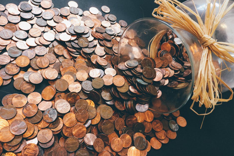 A realistic image of a collection of 1909 VDB pennies, showcasing their varying states of wear and preservation