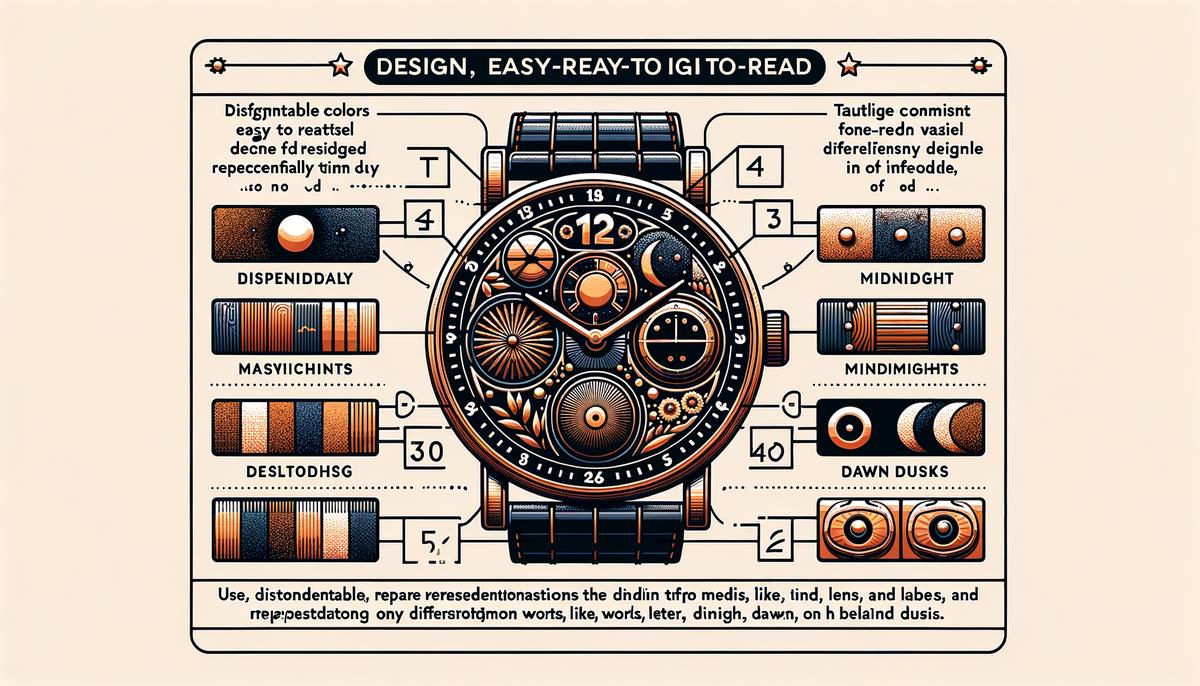 Image of a detailed 24-hour watch displaying different times of day for visually impaired individuals