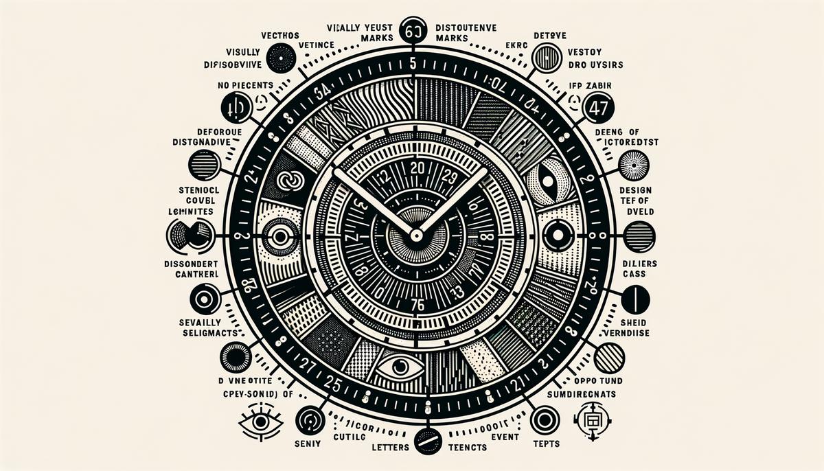 Image of a 24-hour watch dial for visually impaired users to visualize the layout and markings