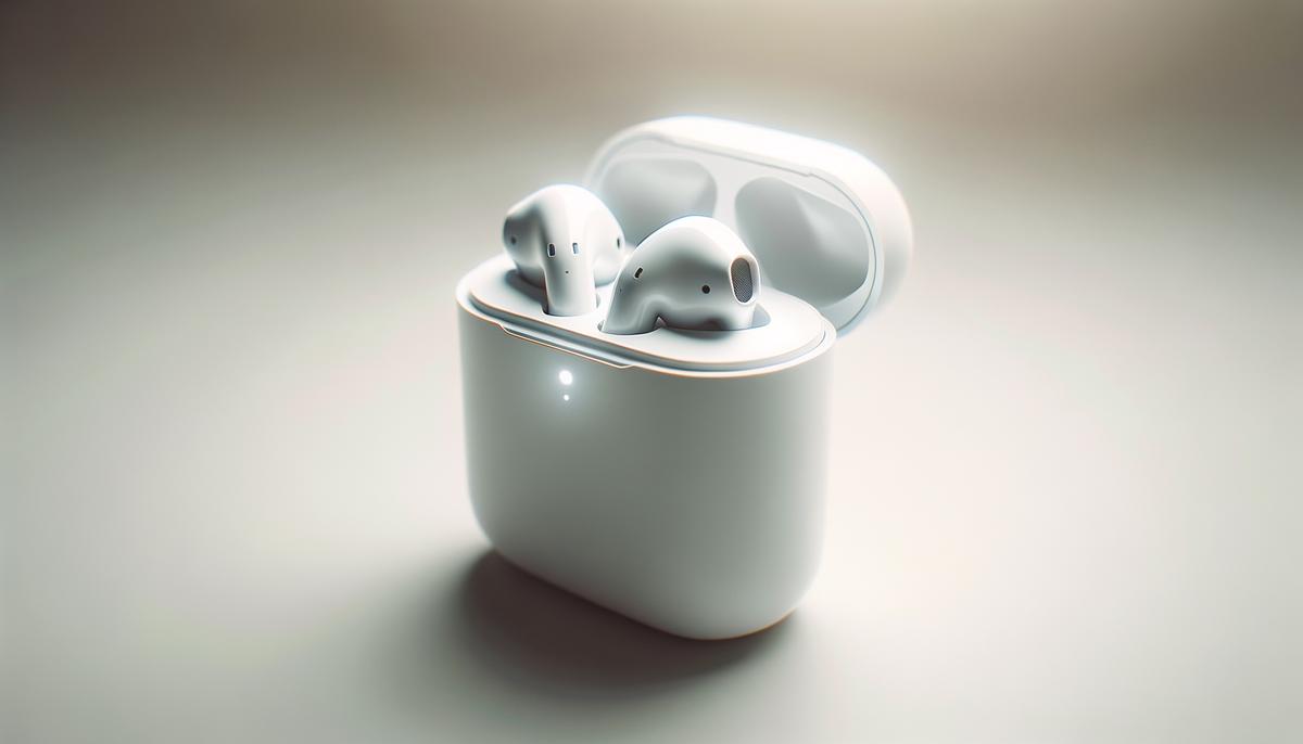 Image of Apple AirPods in their charging case