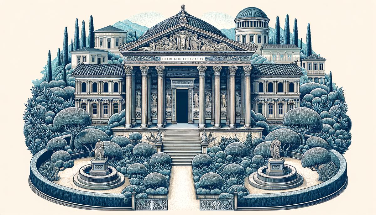 An image of Aristotle's Lyceum, a center of intellectual exploration in ancient Greece