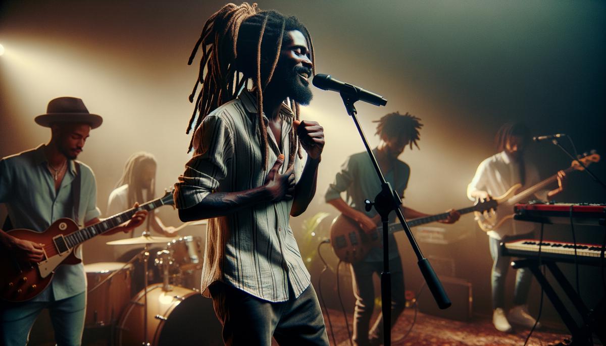 Bob Marley and The Wailers performing on stage