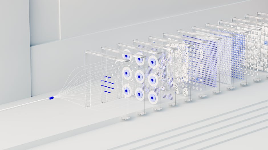 A detailed and realistic image depicting data packets traveling across a network with checksum values being calculated and compared for integrity