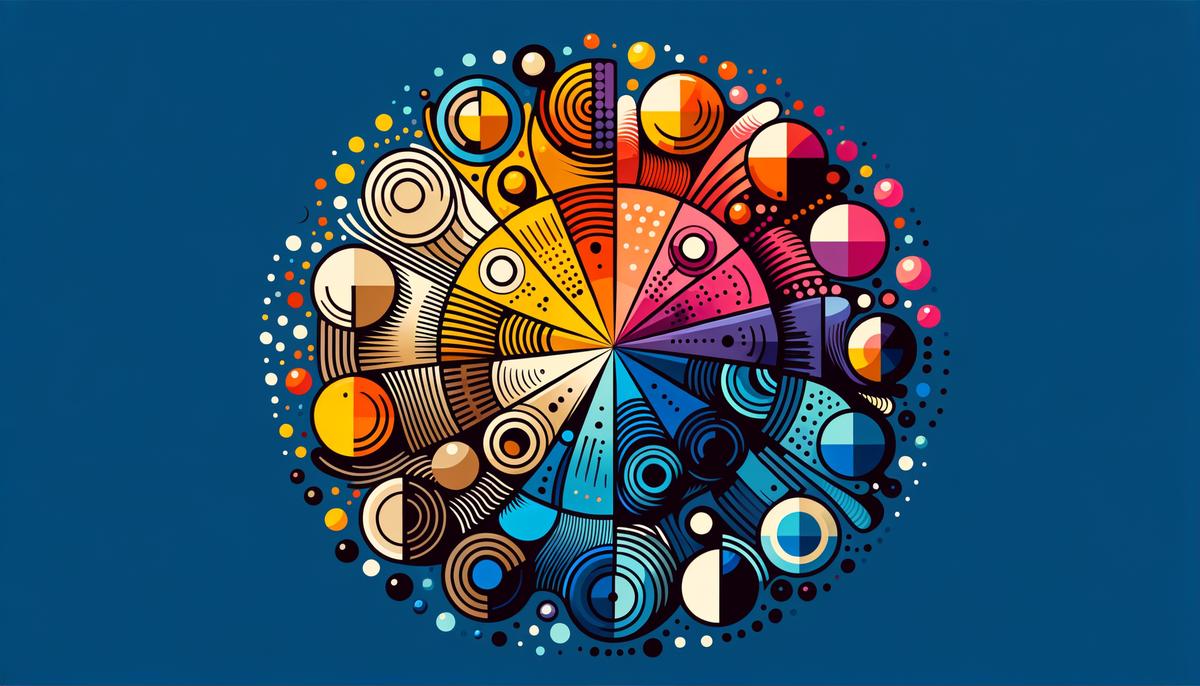 Abstract color wheel with various colors and combinations