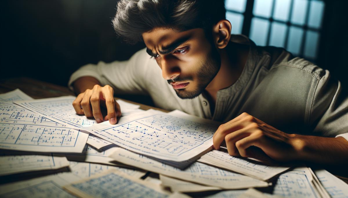 An image depicting a person studying question papers to prepare for the GATE exam