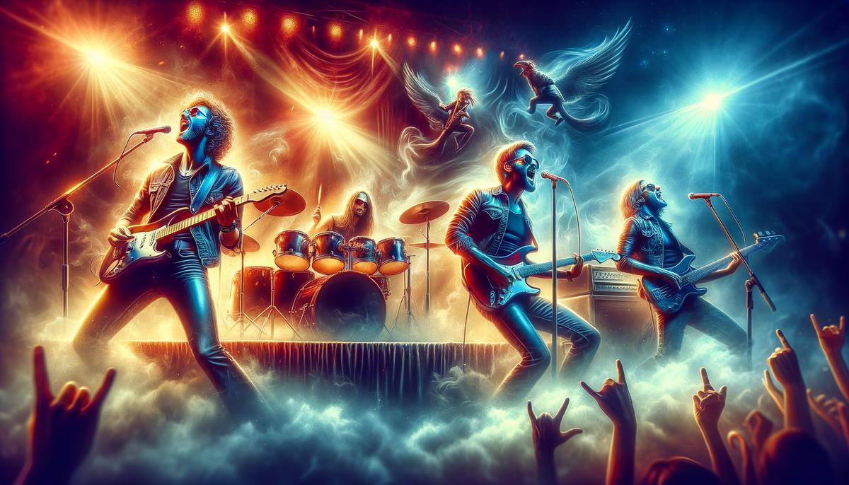 A dynamic image of a Led Zeppelin concert performance