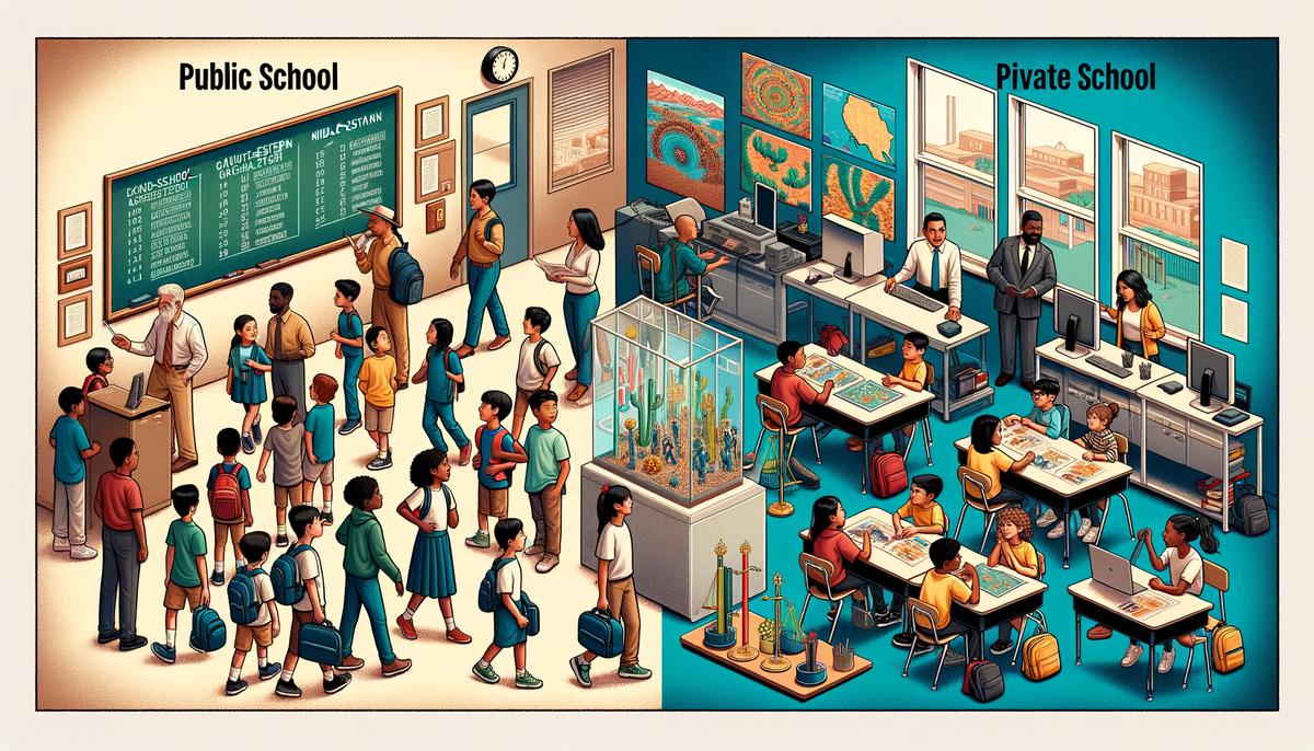 An image showing the contrast between public and private schools in Arizona