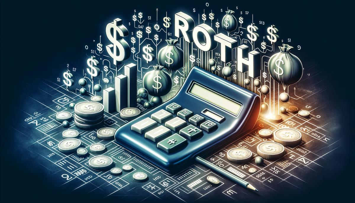 An image depicting a calculator, money, and income symbols.