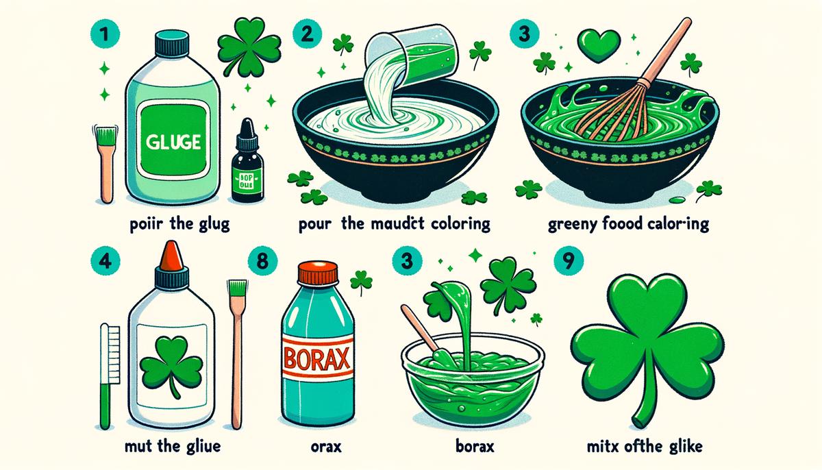 Shamrock Slime DIY instructions and description of slime activity for St. Patrick's Day