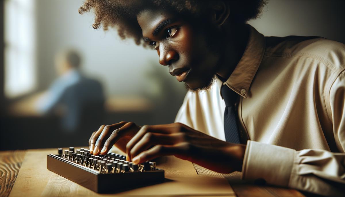 Image of a person typing on a ten-key keypad