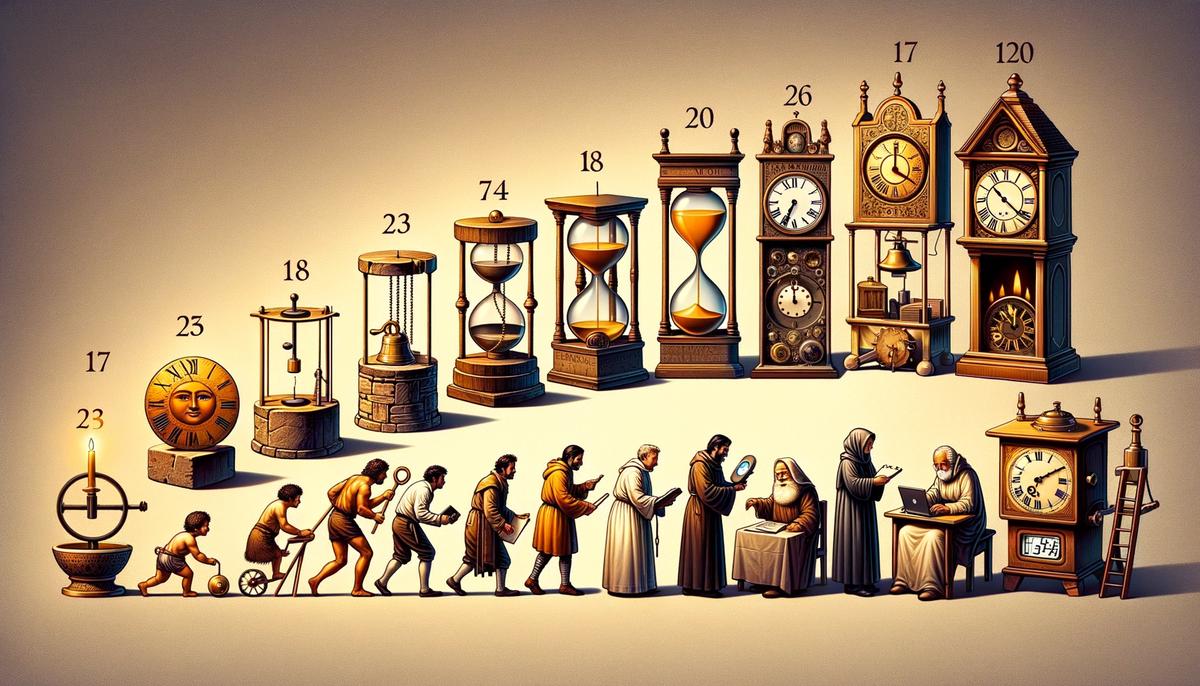 A visual representation of the evolution of timekeeping innovations throughout history