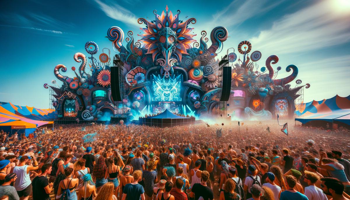 Fantastical and vibrant image capturing the essence of Tomorrowland festival