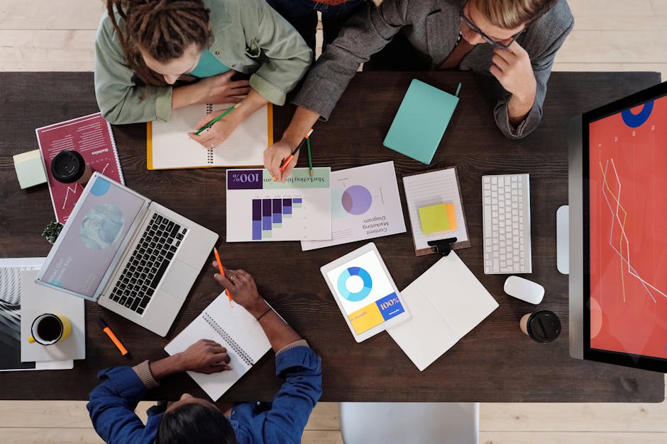 A detailed image showcasing a team of professionals collaborating on a strategic account planning session