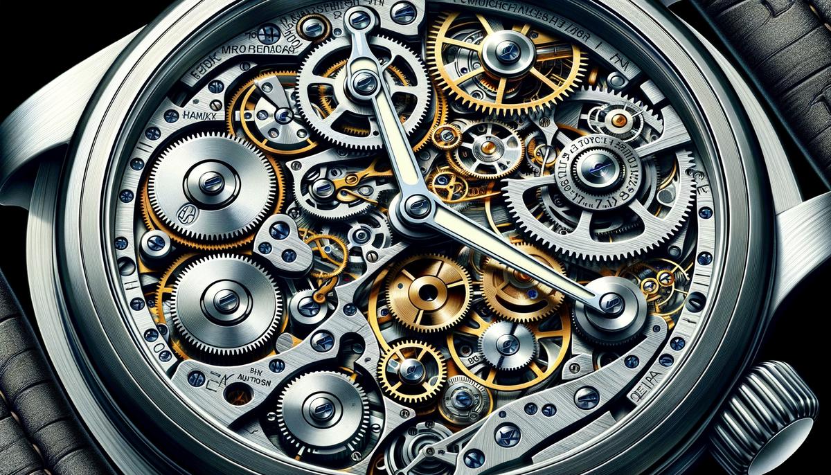 Close-up image of the intricate internal mechanism of an automatic watch