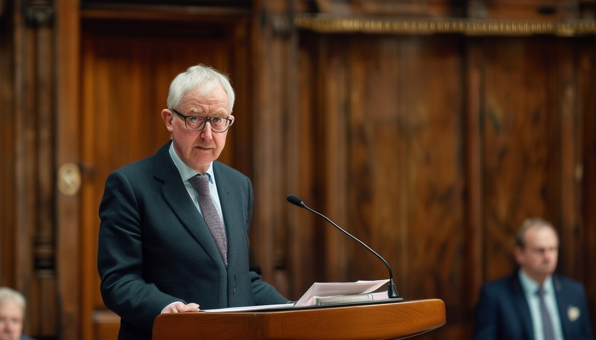 The Governor of the Bank of England addressing from a podium.