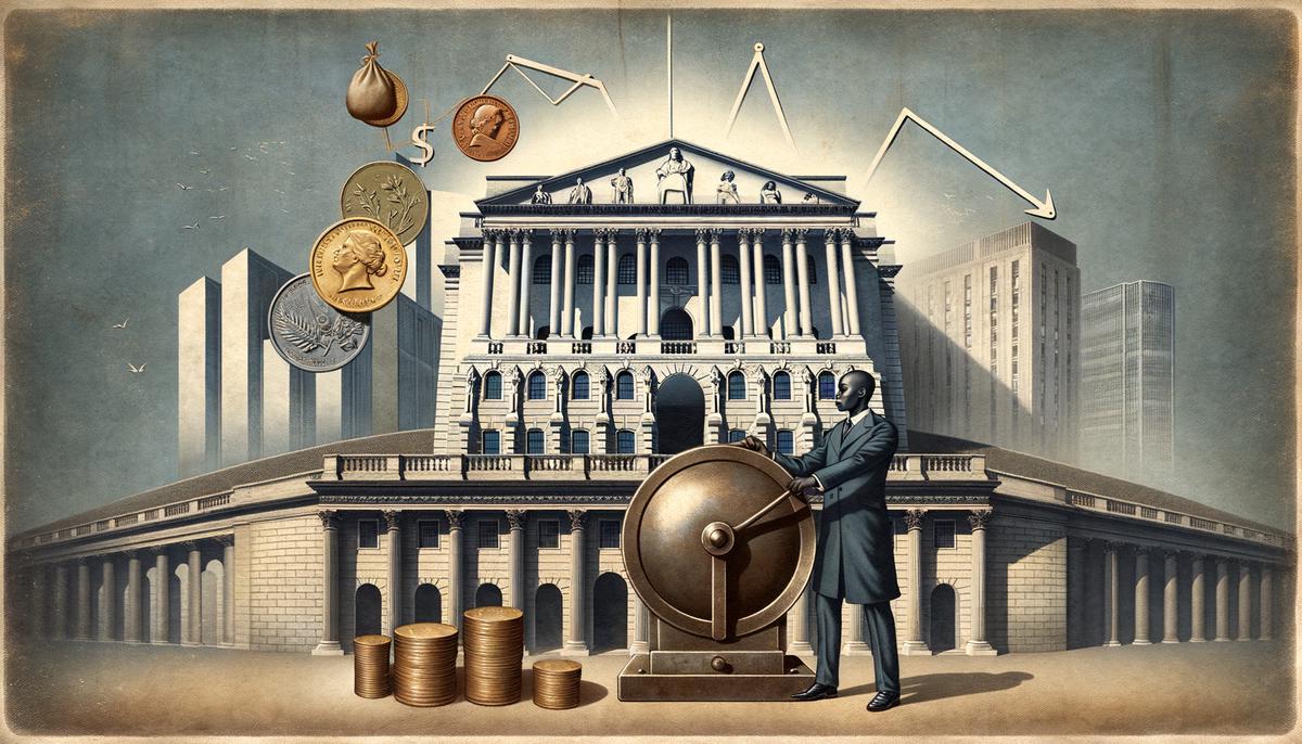 A symbolic representation of the Bank of England's efforts to control inflation through interest rate hikes.