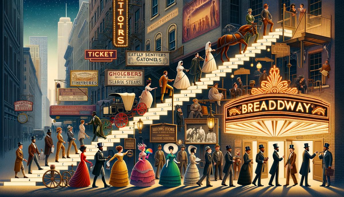 A vibrant and dynamic image showcasing the evolution of Broadway through the decades