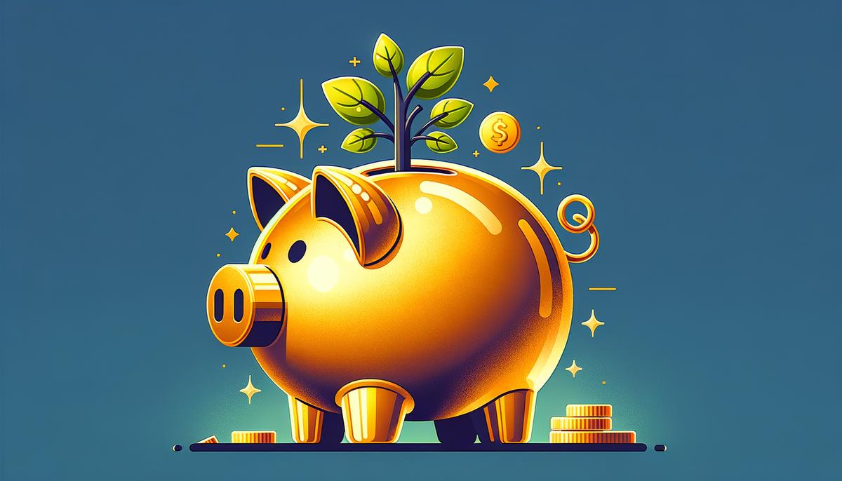 An illustration of a piggy bank with a growing tree, representing the dual benefits of a retirement plan.