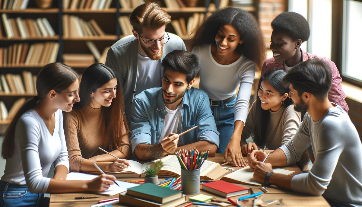 A diverse group of teachers and students engaged in a classroom setting