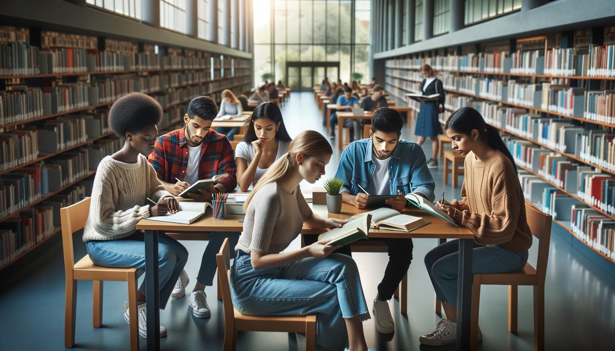 Image of students studying together in a library