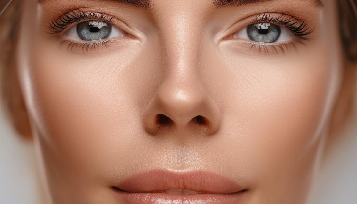 Close-up of a woman's face showing smooth skin after Botox treatment, focusing on the reduction of crow's feet and forehead lines