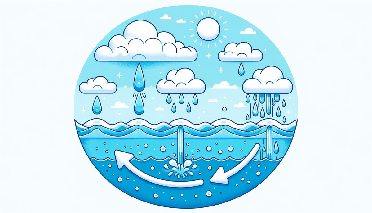 Diagram showing the role of clouds in the water cycle