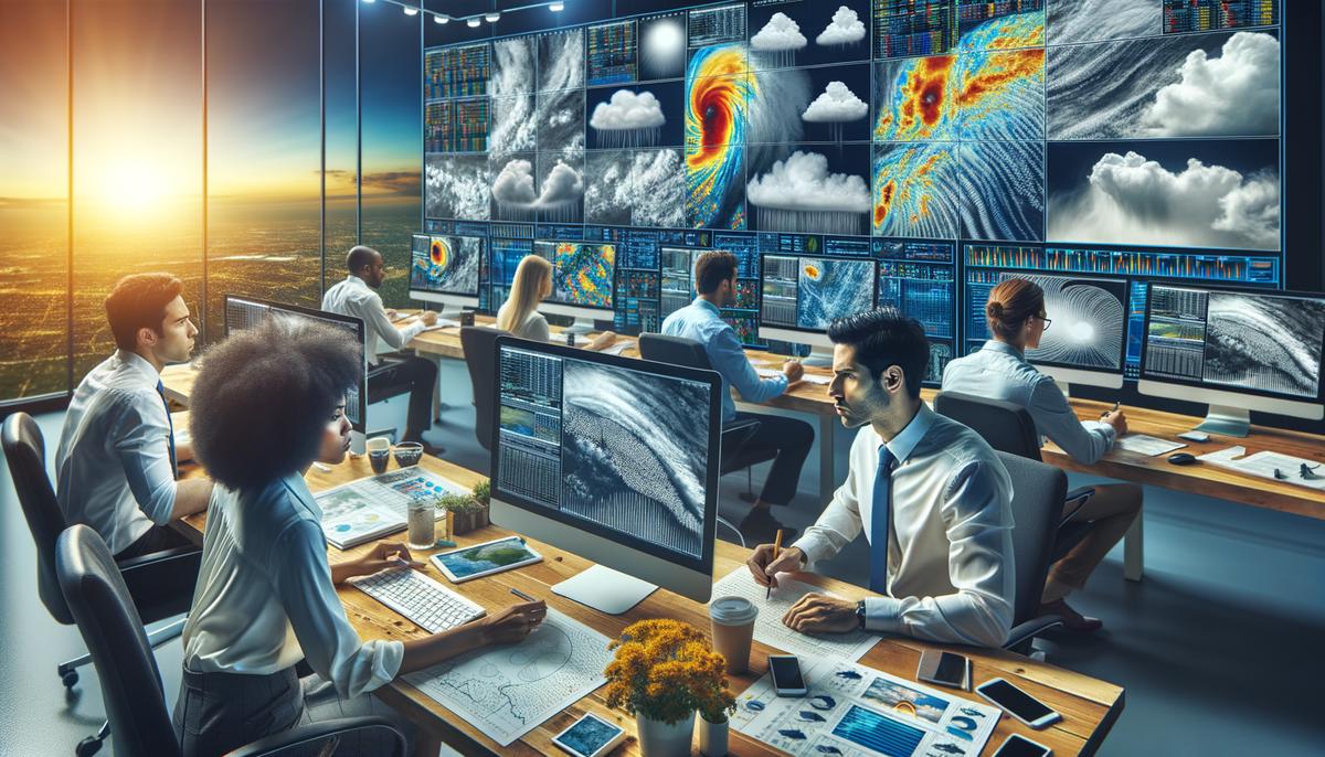 An image depicting meteorologists using cloud patterns and formations to predict weather conditions