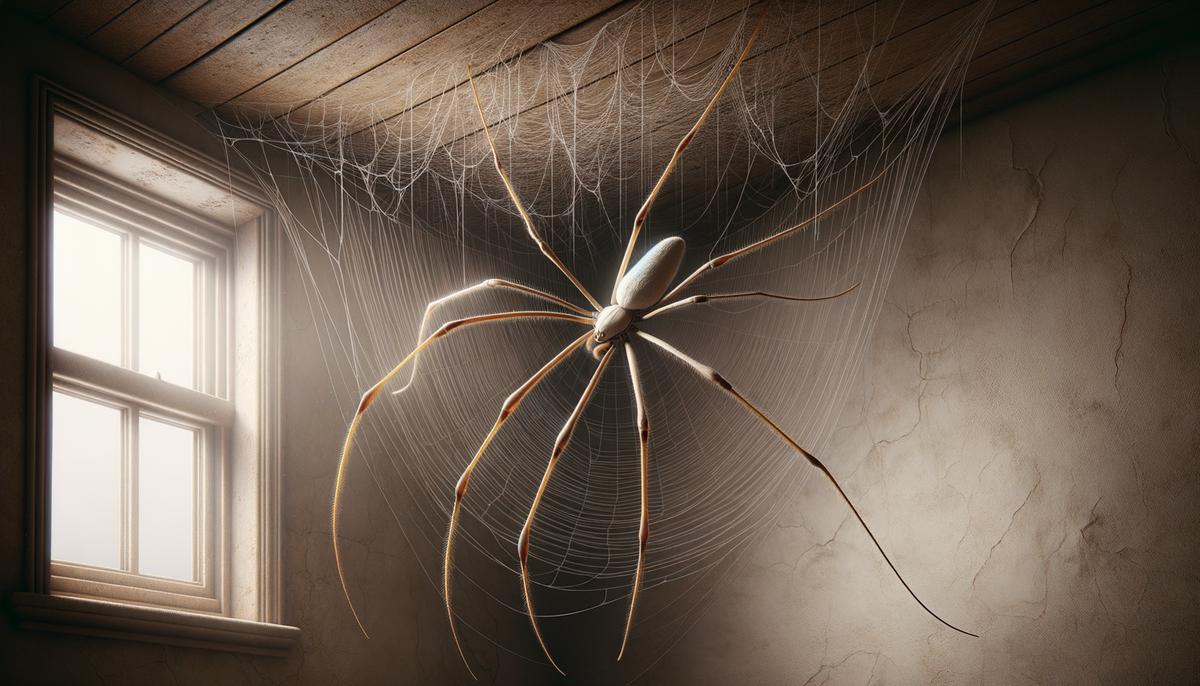 Daddy Long Legs Spider (Pholcus phalangioides) on its web in a home