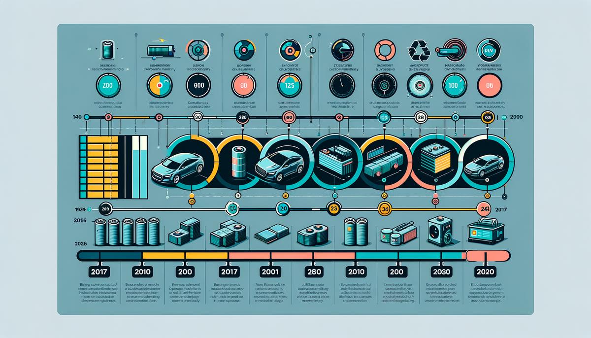 A graphic representation of an electric vehicle battery's lifespan, illustrating its durability and longevity.