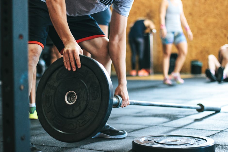 A person doing vigorous strength training exercises with weights