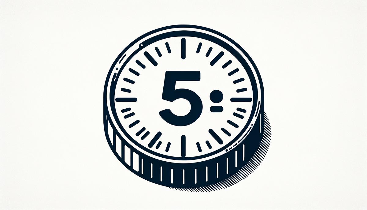 Image of a timer counting down from five seconds, symbolizing the concept of the five-second rule