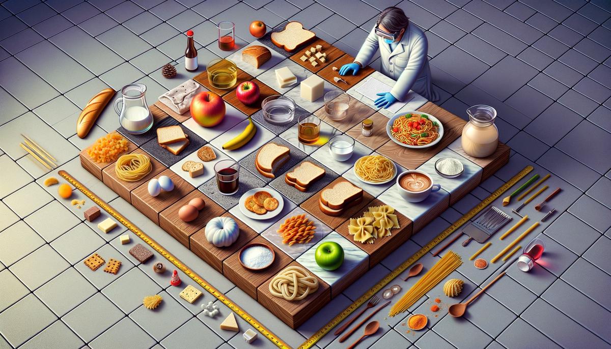 Image of various surfaces and food items used in a scientific study about the five-second rule