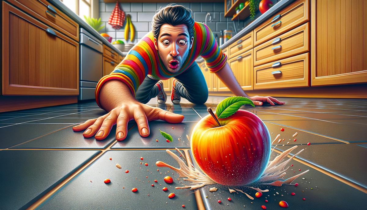 Image depicting the concept of the five-second rule, showing food dropped on the floor