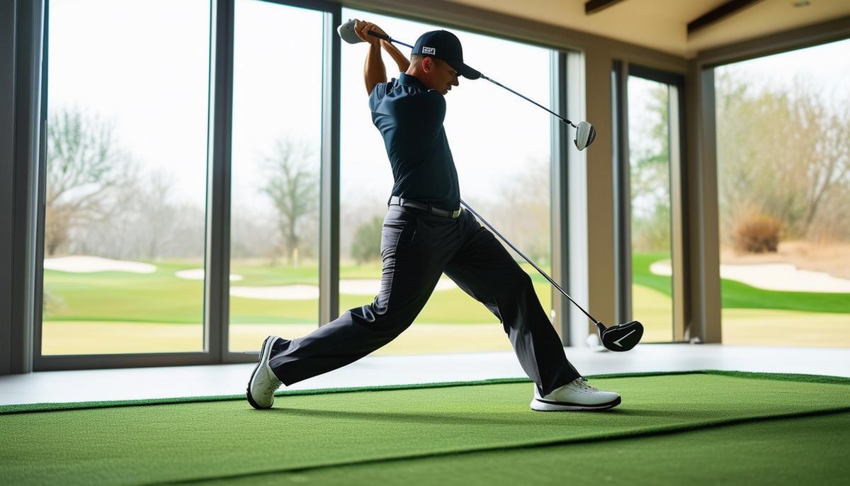 A golfer doing core strengthening exercises to improve their golf swing power and control