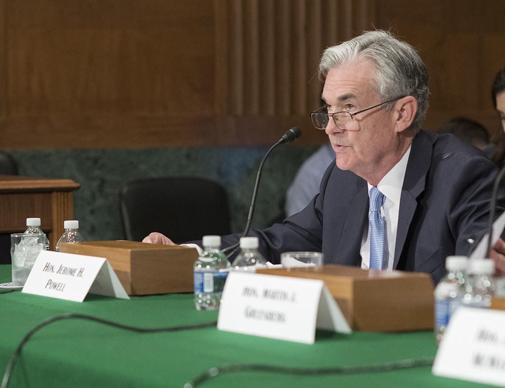 Jerome Powell, the Federal Reserve Chair, speaking at a press conference about the decision to hold interest rates steady