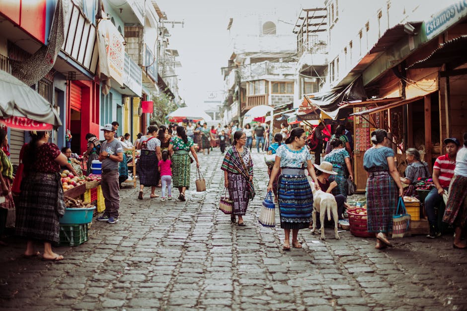 A lively outdoor market with stalls showcasing handmade goods and artisanal products.