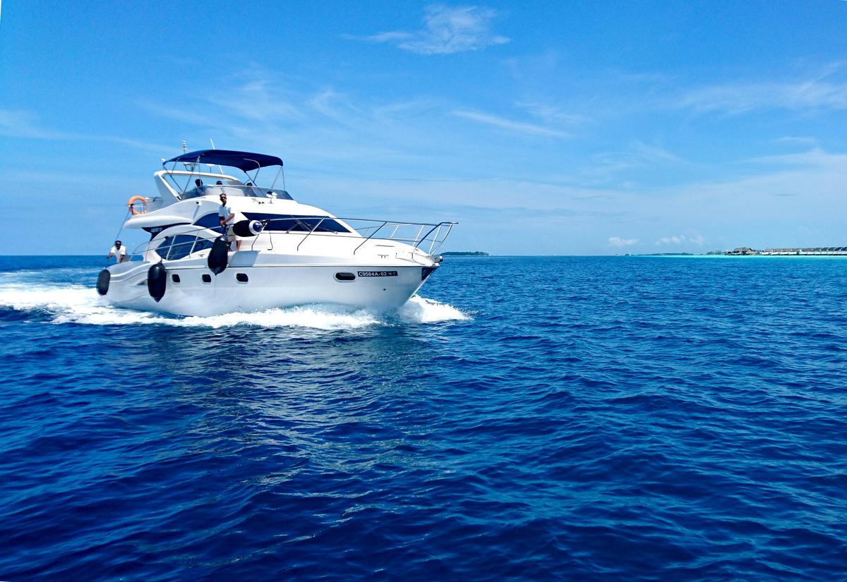 A luxurious yacht sailing on the open sea