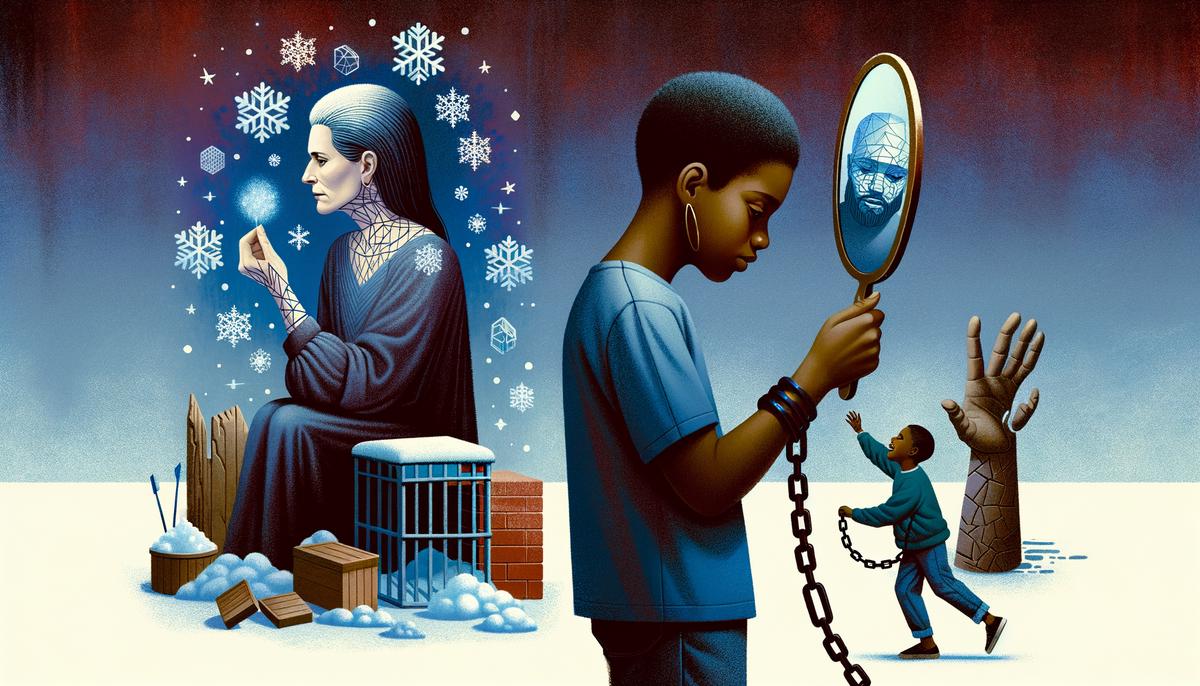 An image depicting the dynamic between a narcissistic parent and their child, showcasing manipulation and lack of empathy