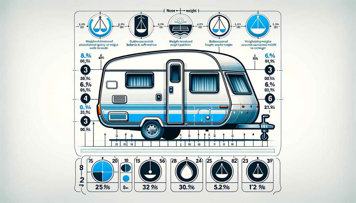 An image showing the correct distribution of nose weight in a caravan for safe towing