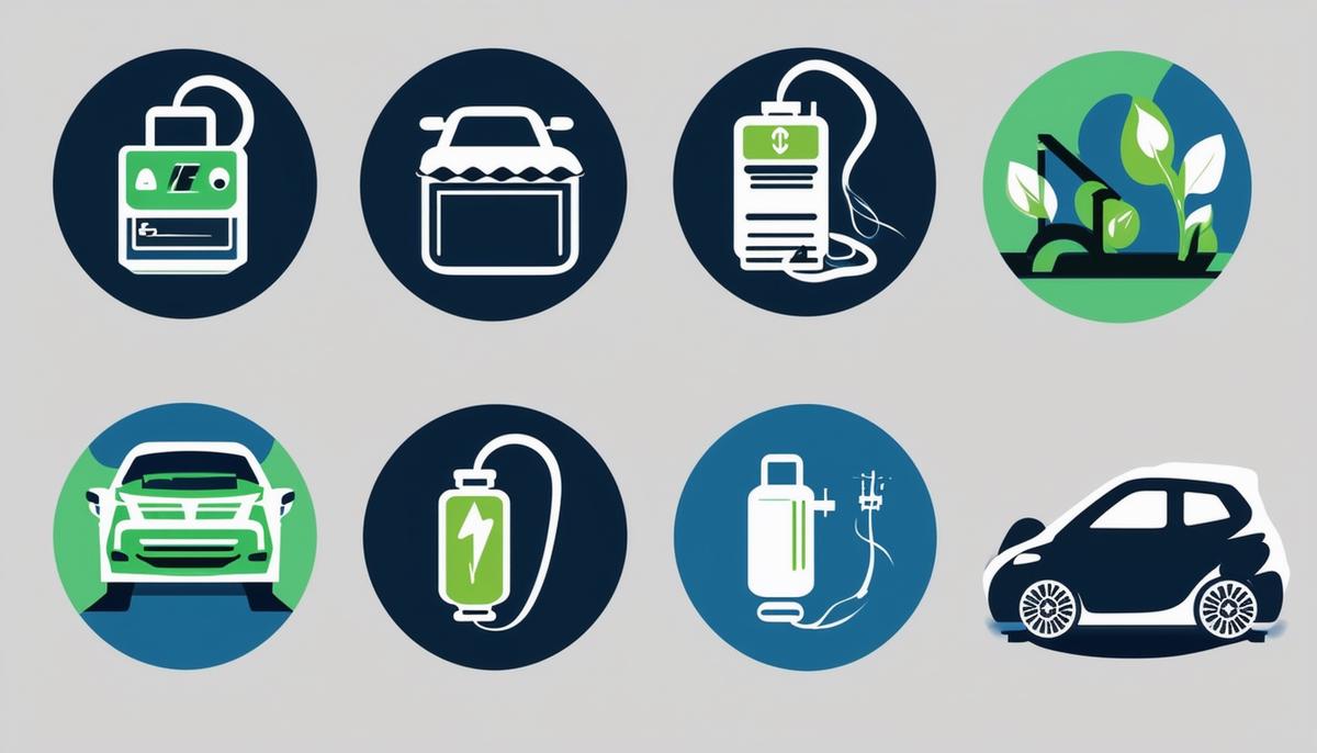 A set of icons or illustrations depicting best practices for properly caring for an electric vehicle battery.