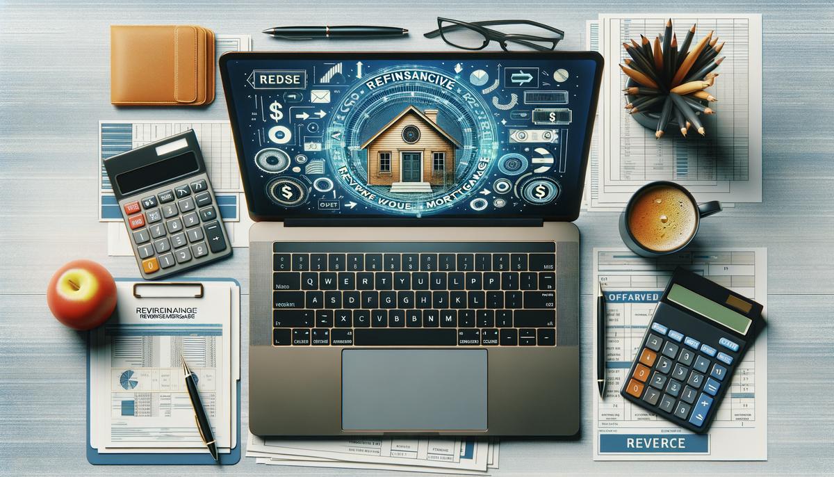 A modern and organized home office with a laptop, calculator, and paperwork spread out on a desk