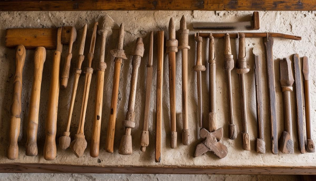 Ancient Roman woodworking tools like frame saws and augers.