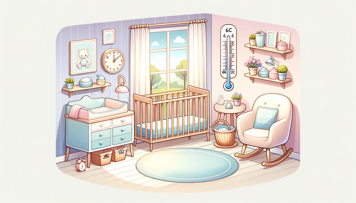 An image showing the ideal room temperature range for a baby's sleep environment.