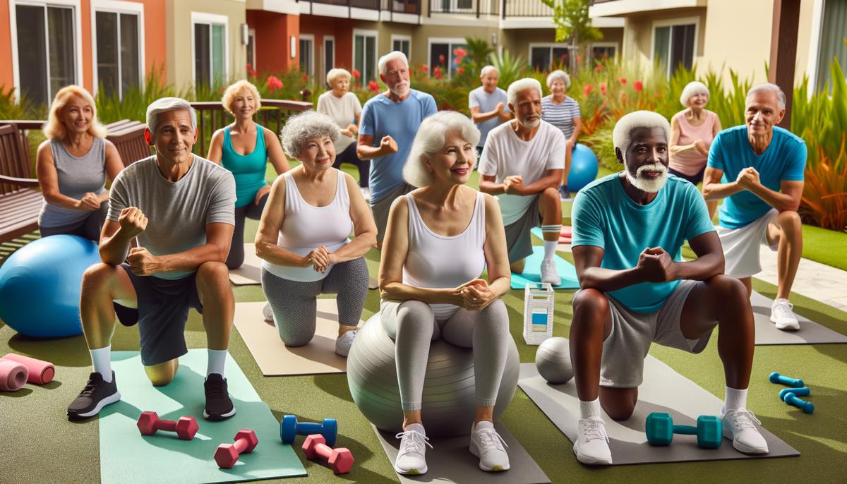 An image of a senior exercising in a fitness class at a senior living community