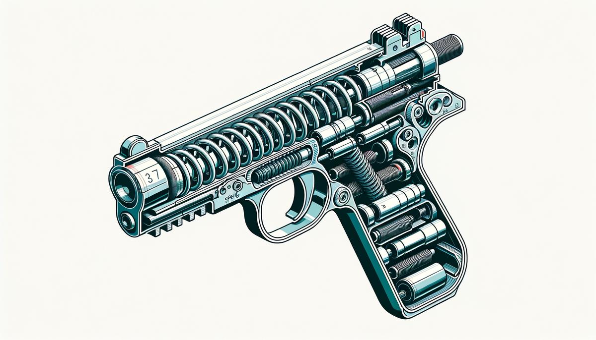 Cutaway diagram of a spring piston air gun showing internal components