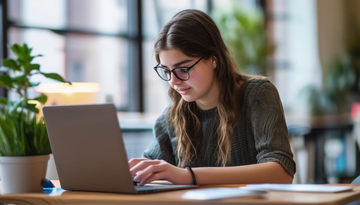 A college student updating their LinkedIn profile and engaging with their professional network online.