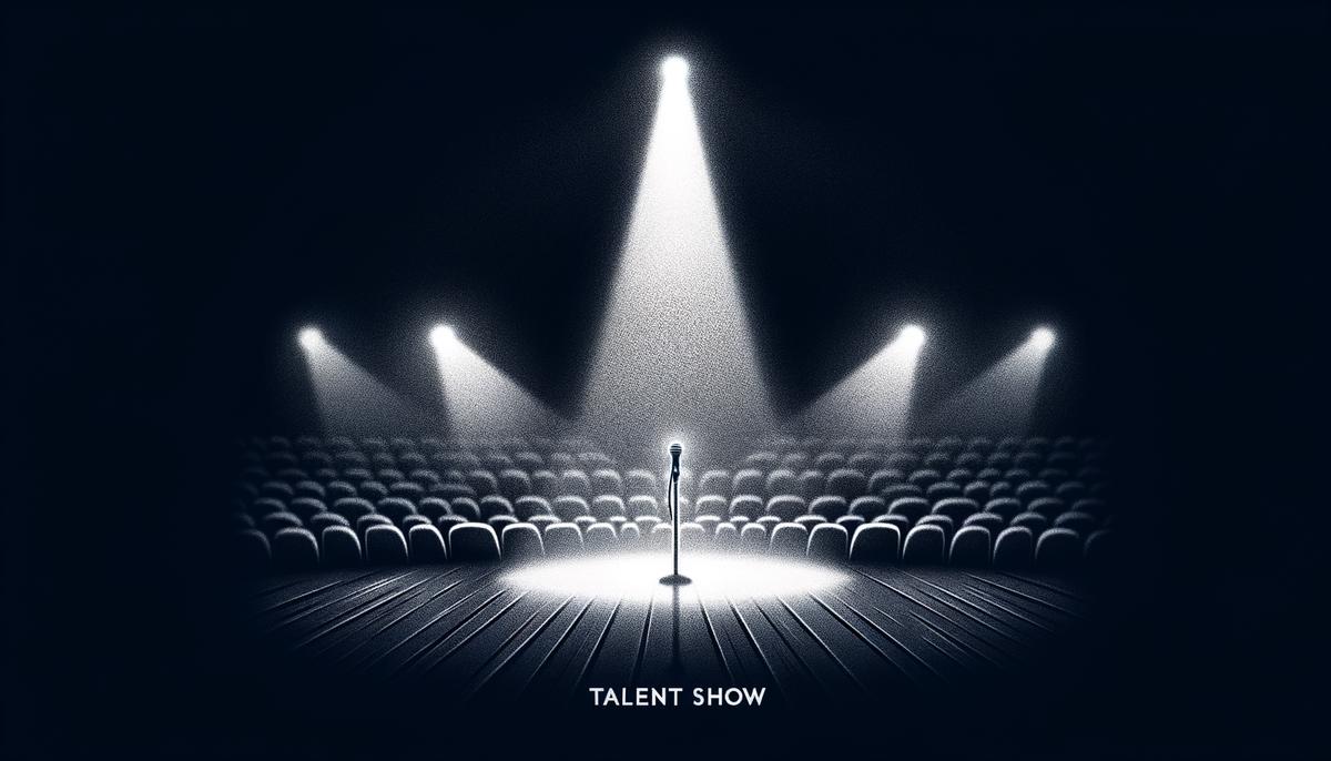 An image of a stage with a spotlight, symbolizing a talent show event. Avoid using words, letters or labels in the image when possible.