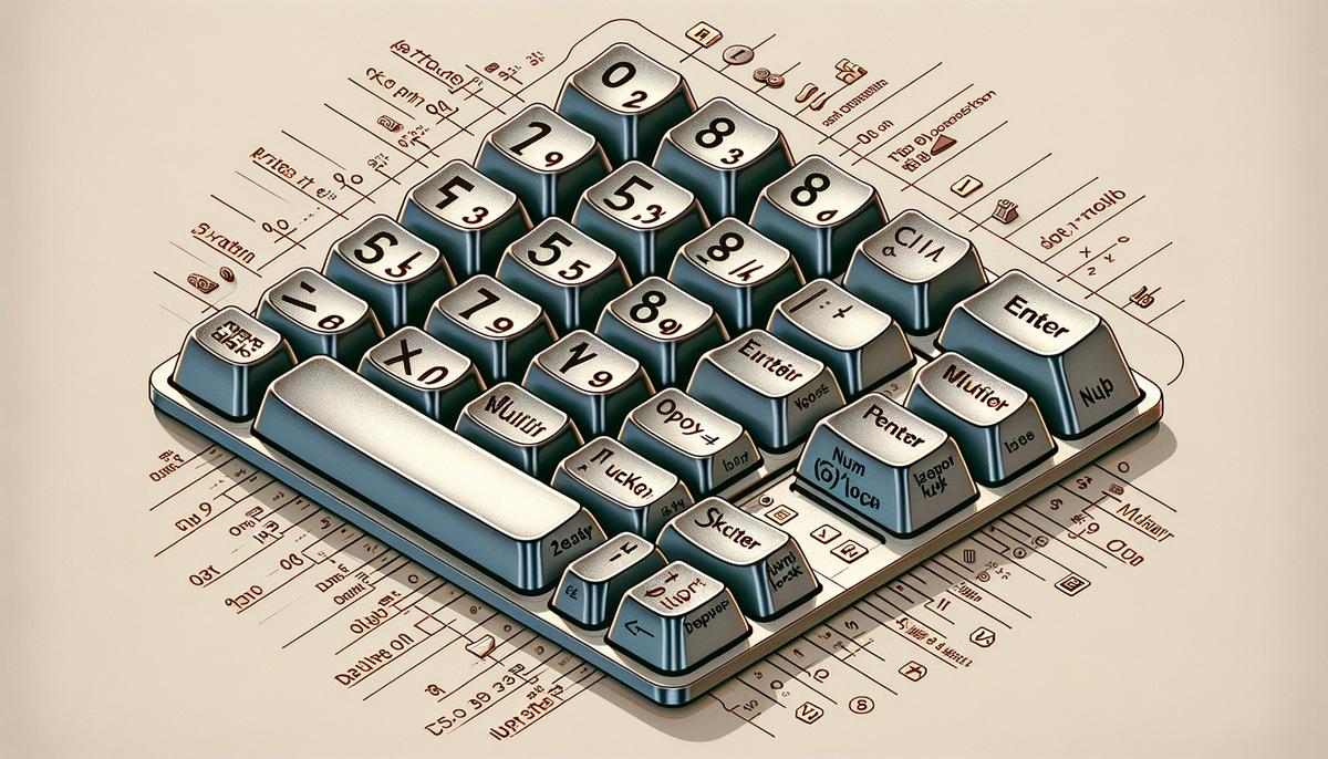 Image depicting the Ten Key layout with numbers and keys for visual identification