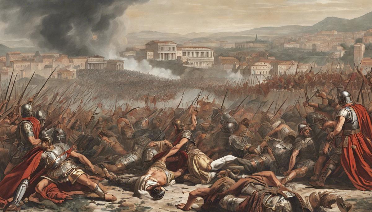 Illustration depicting the fall of the Western Roman Empire