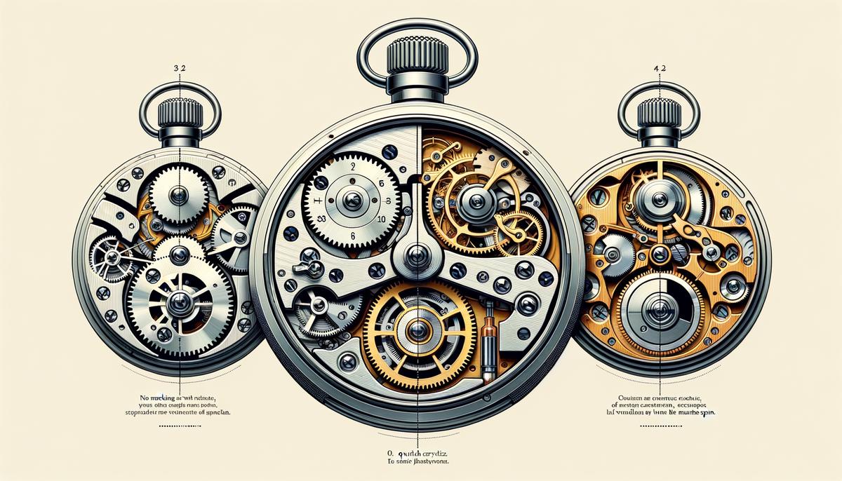 Image of different types of watch movements displayed side by side to visually represent the differences discussed in the text